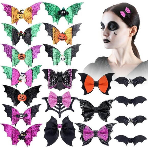 Halloween Bat Hair Clips Set 20 Pcs Black Alligator Clips Hair Accessories